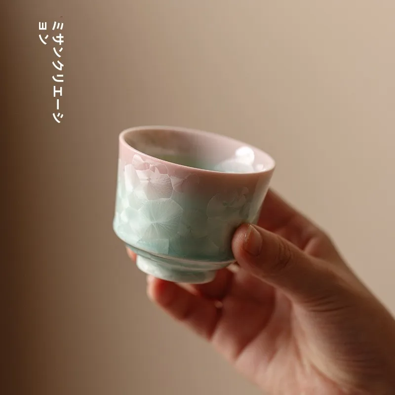 

High Foot Ceramic Tea Cup Jingyin Kiln Change Personal Specialty Drinking Cup Luxury Gongfu Tea Set for Home Use