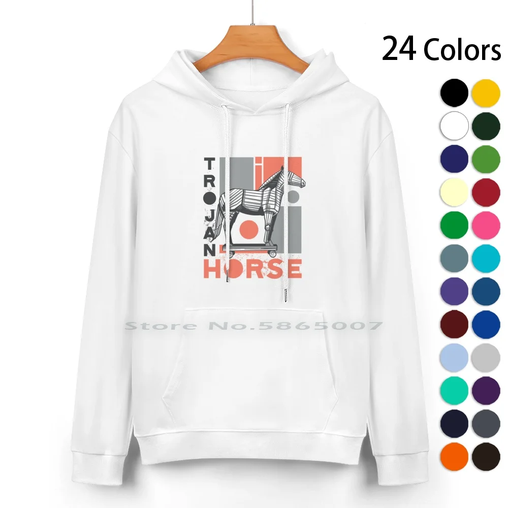 Trojan Horse Pure Cotton Hoodie Sweater 24 Colors Trojan Horse Troy Ancient Greece Achilles Homer Odysseus Helen History Trojan