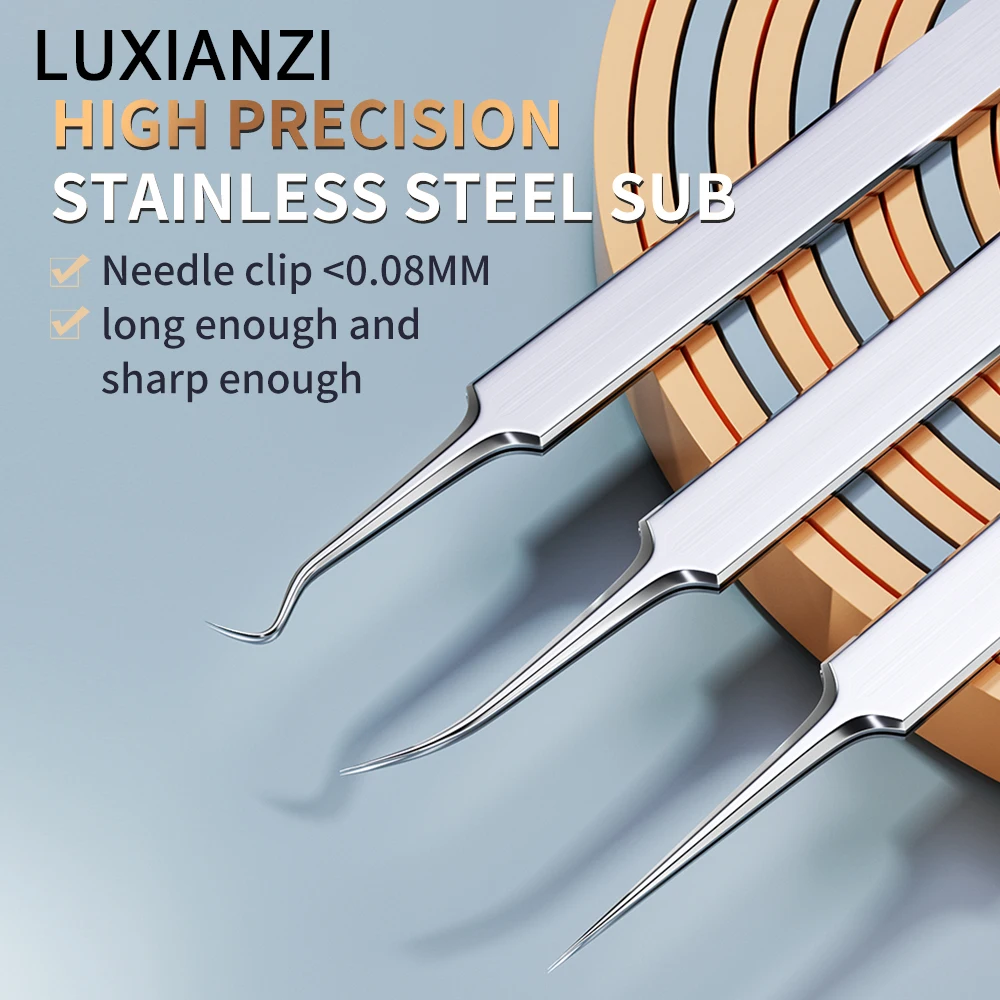 

LUXIANZI 1pc Ultra-fine Tweezers Stainless steel Precision Clip For Cell Pimples Blackhead Closing Artifact Acne Needle Tool