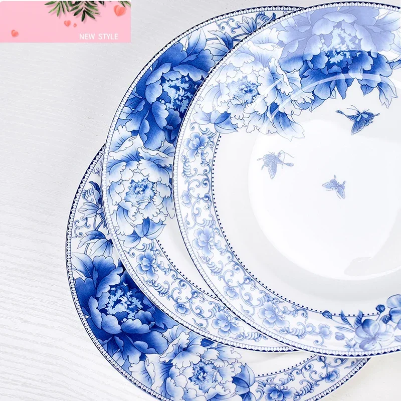 

Jingdezhen Ceramic Tableware Dishes and Plates 6 /10/12 Inch Fish Plates Blue and White Porcelain Household Kitchen Dinner Plate