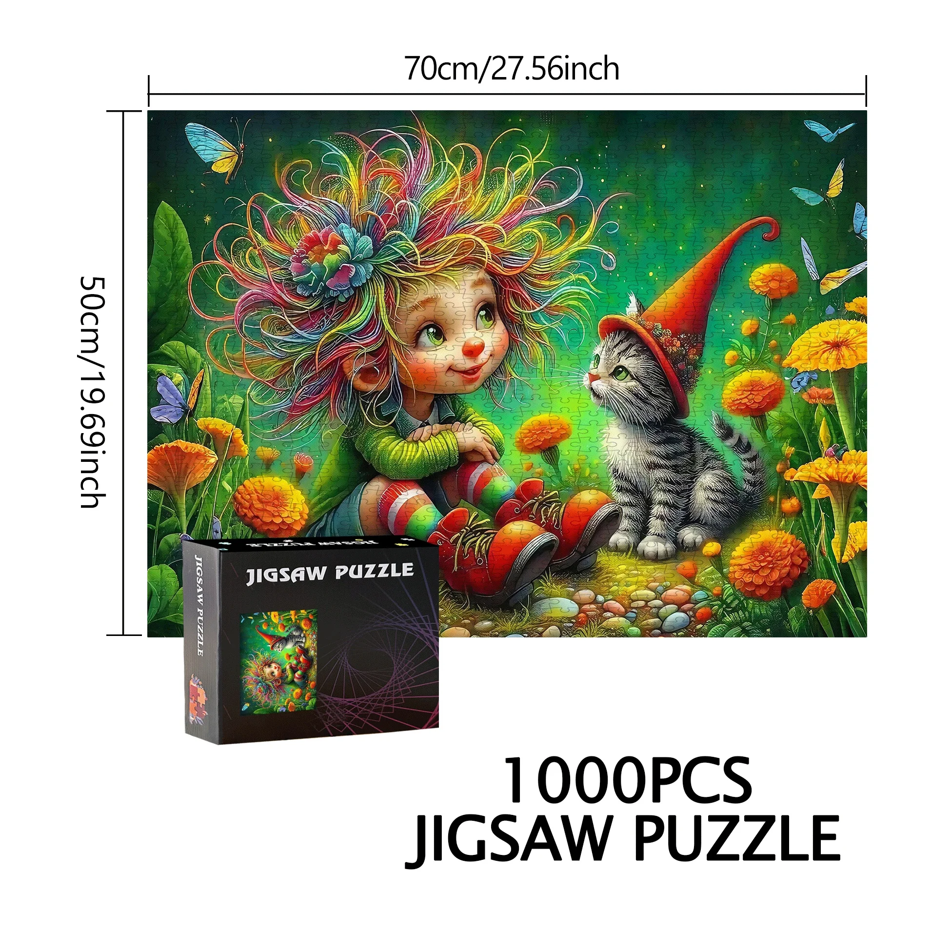 ตัวต่อจิ๊กซอว์เด็กผู้หญิงและลูกแมว 500/1000 ชิ้น เกมตัวต่อขนาดใหญ่ ของขวัญ เกมครอบครัว เกมตัวต่อเสริมสร้างปฏิสัมพันธ์ เกมตกแต่งบ้าน ฝึกสมอง