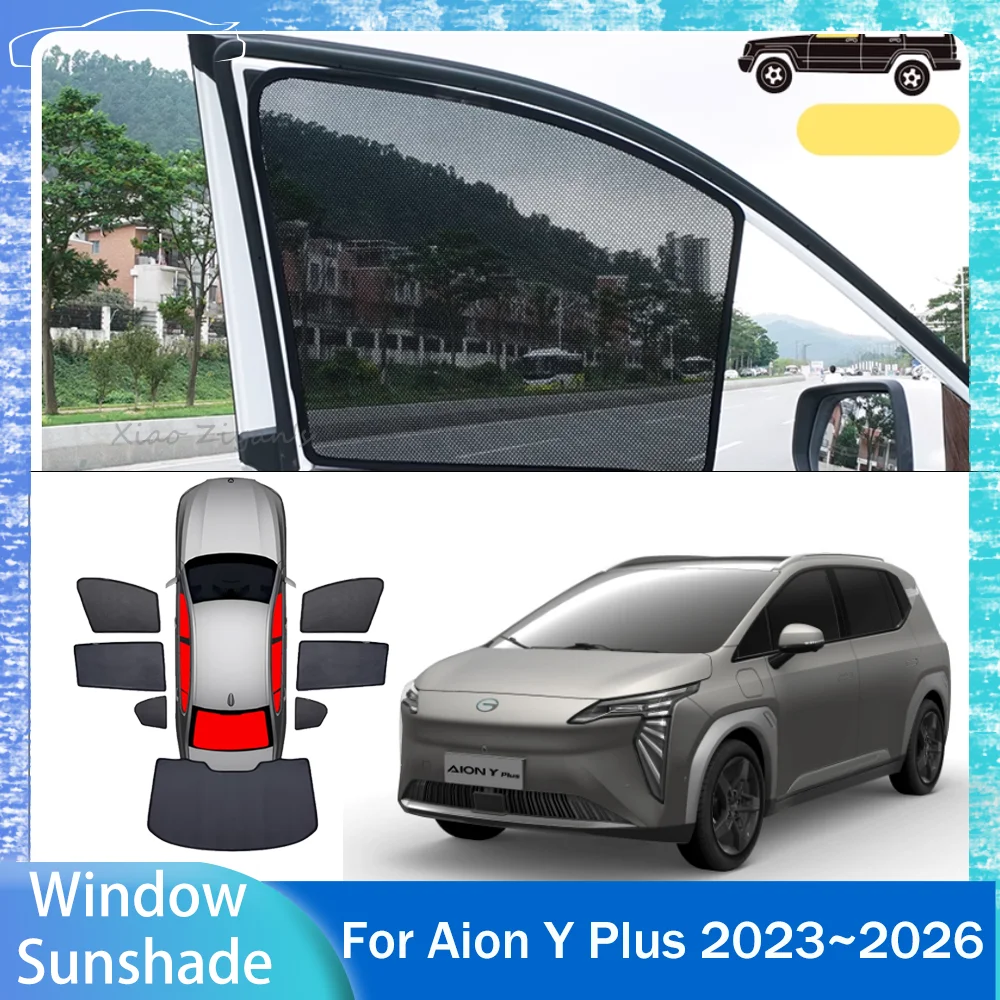 

For Aion Y Plus 2023~2026 2024 2025 Car Magnetic Mesh Privacy Sunshade Side Window Sun Shade Protection Interior Accessories