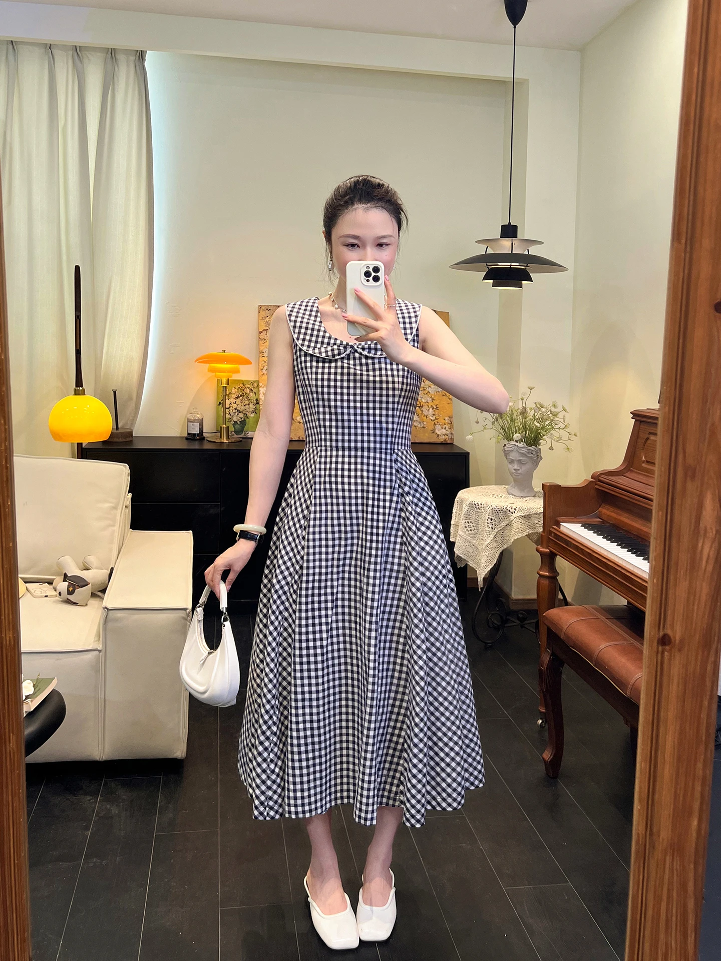 

Ретро-платье миди с цветочным принтом, женское, с воротником «Питер Пэн», из хлопка, повседневное, приталенное, для работы, свиданий, отдыха и путешествий