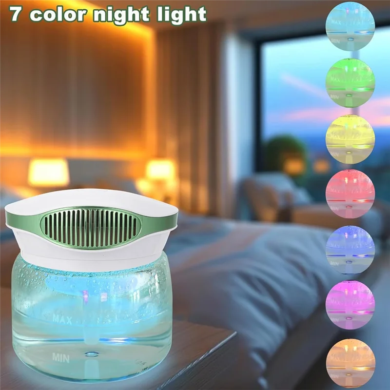B98A-Water Air Purifier For Home, Humidifier, Essential Oils Aroma Fresher With Night Light For Home, Office, US Plug