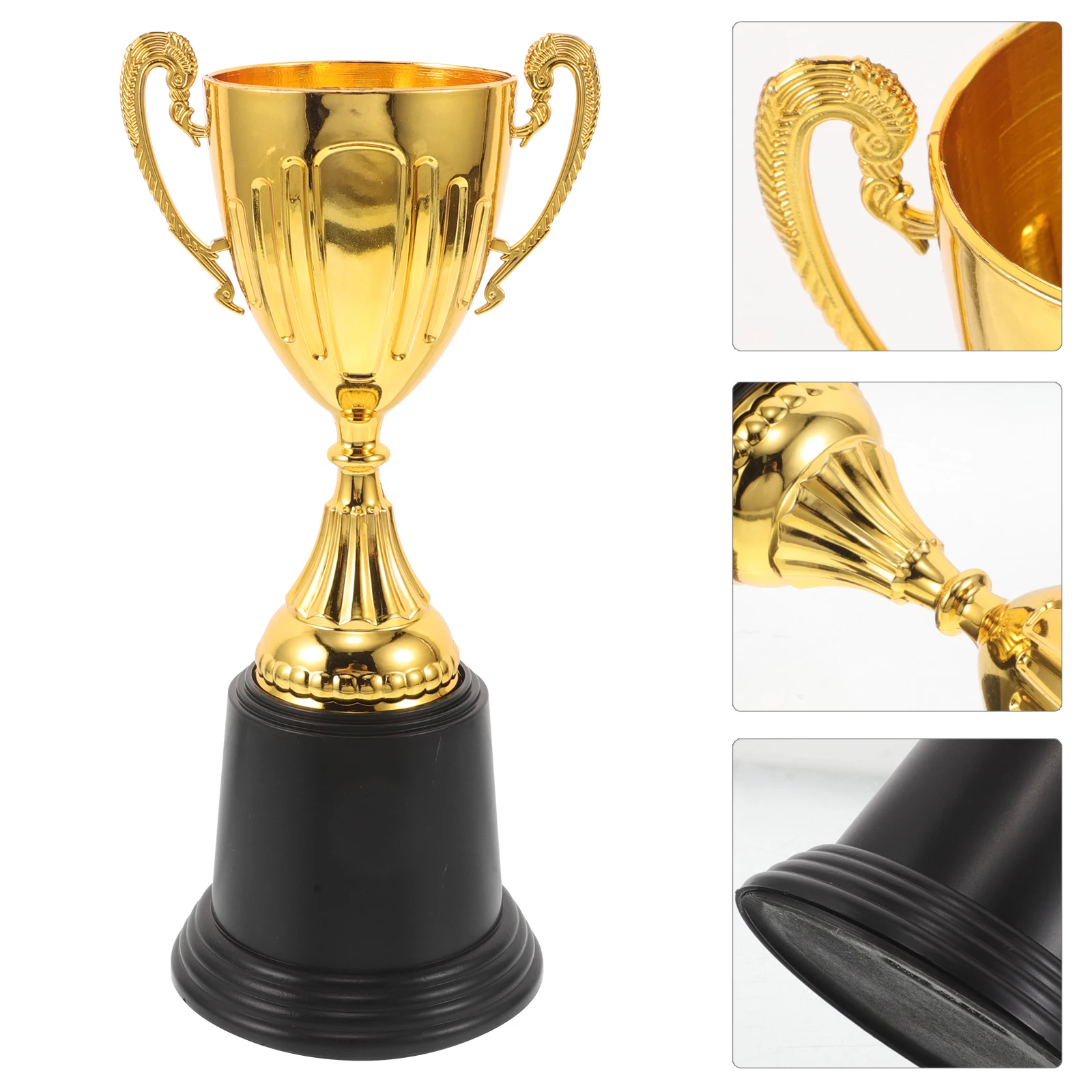 

2pcs Mini Golden Gold Award Trophy Cup Plastic Small Trophy For Sports Competitions Classroom Rewards Corporate Awards Soccer