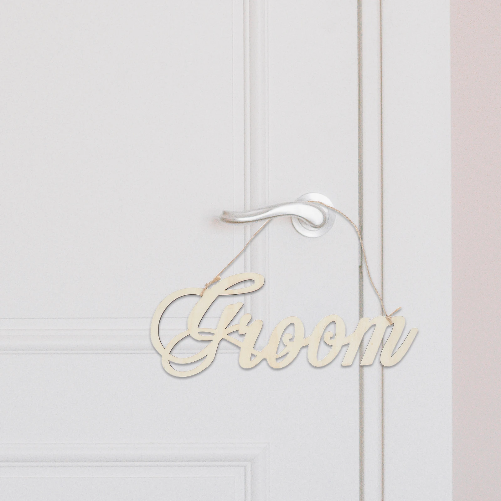 

2 Pcs Home Letter Decor Wooden Sign Decoration Hanging Wedding Photo Beige Miss