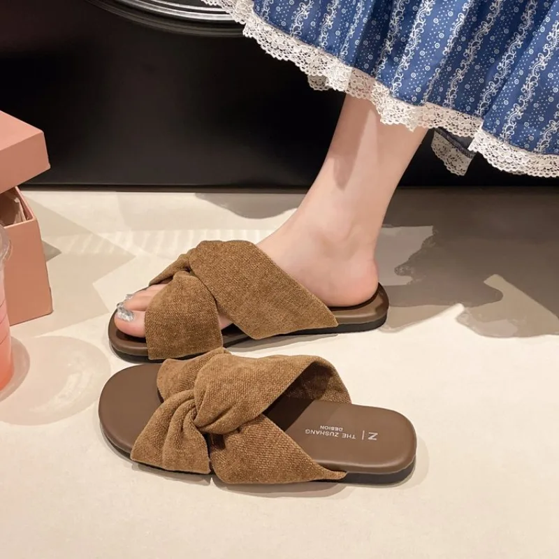 

Women Leopard Slippers Flats Sandals Casual Shoes 2026 Summer Trend Open Toe Comfort