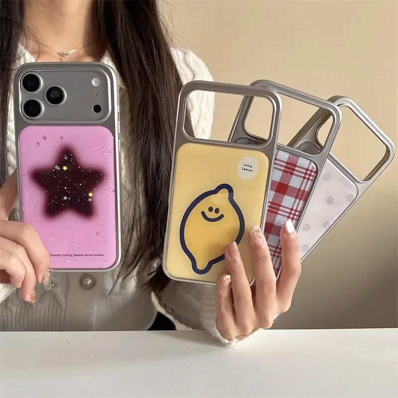 

Korean Minimalist Electroplating Drip Glue Phone Case for iPhone 17 16e 16 15 14 13 12 11 Air Pro Max Plus Luxury Clear Soft
