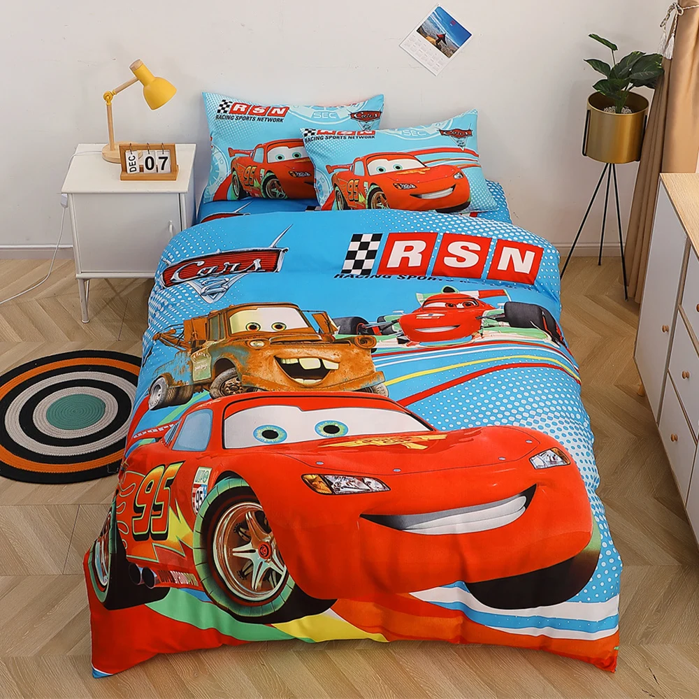 Imagem -02 - Disney Mcqueen Carros Spiderman Jogo de Cama dos Desenhos Animados Crianças Menino Capa Edredão Define Fronha Peças Decoração do Quarto Crianças Presente