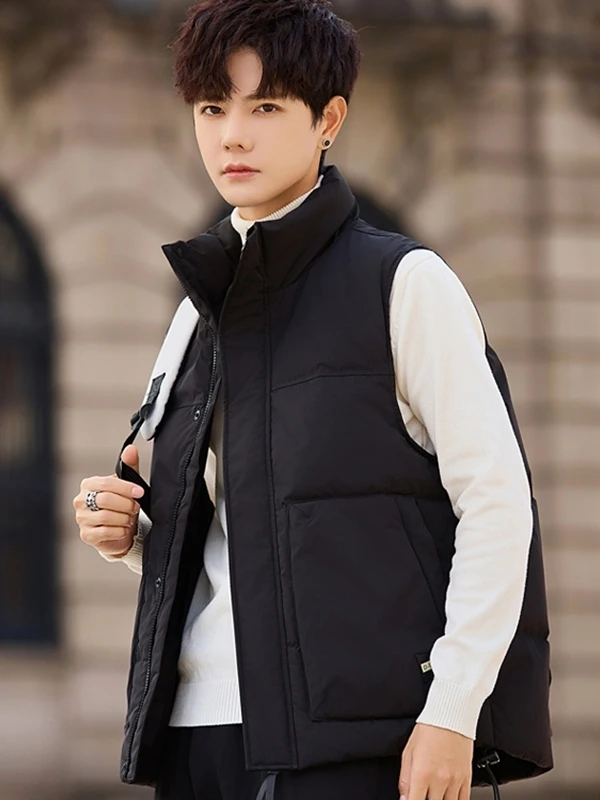 

Trendy down Jaet Warm Faionable Loose Sports Men's Svel Quilted Vest Youthful Sle Polyester Fiber White Du down