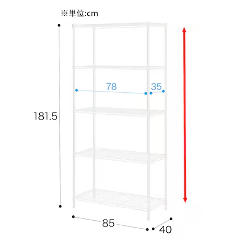 Heavy-Duty 5 Tier White Chrome-Plated Wire Shelf Rack Adjustable Multifunction Kitchen Garage Pantry Office Wardrobe Living Room
