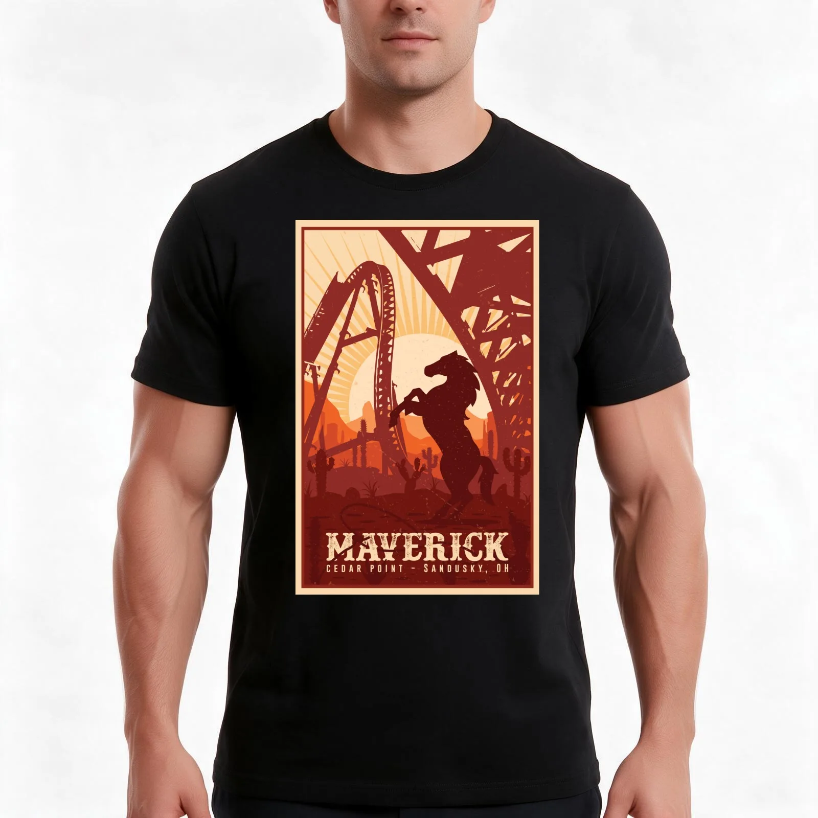 Roller Coaster Poster 2 T-Shirt Summer Casual Cotton Tee Oversized Streetwear Tops Vintage Graphic Print Unisex Men Women
