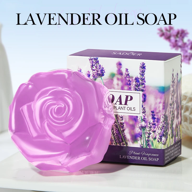 SADOER Lavender Facial Soap Face Wash Foam Facial Cleanser Whitening Moisturizing Anti Wrinkle Acne Body Bathing Soap
