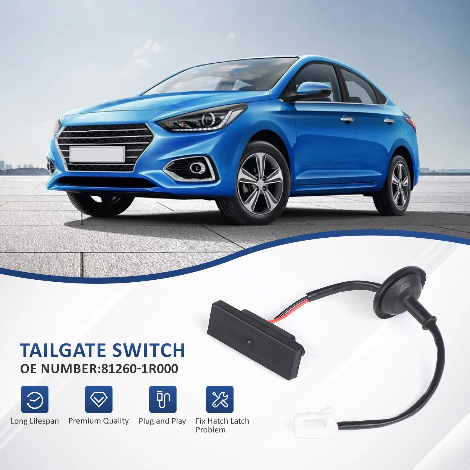 

81260-1R000 Car Rear Trunk Opening Button Tailgate Release Switch for Hyundai Verna Solaris 2010 2011 2012 2013 2014 2015 2016