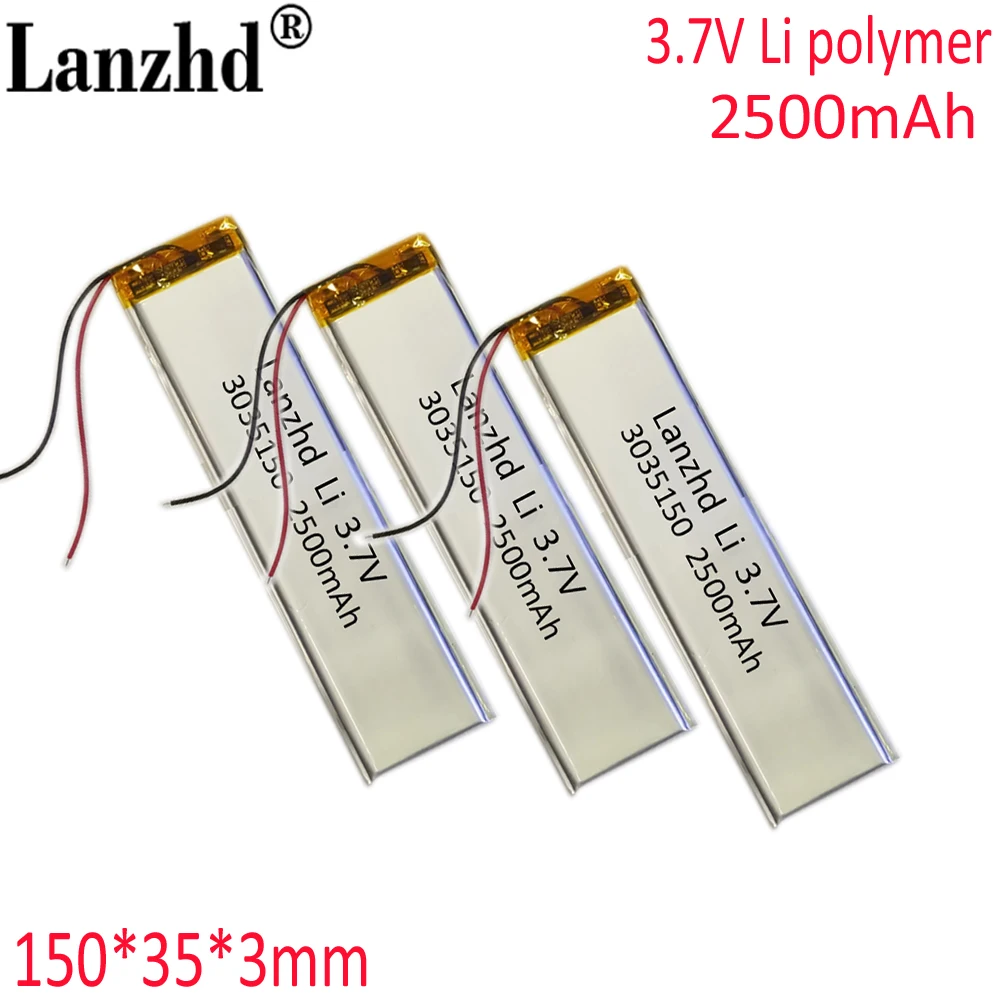 3.7v battery 3035150 For 3530130 3035130 tablet computer  PC Toys mobile phones laptops portable DVD player battery 2500mAh