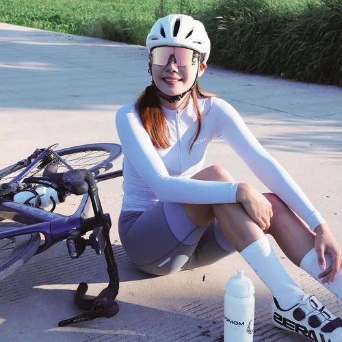 Imagen 2 del producto BCBE-ING Jersey de ciclismo para mujer, manga larga, alta elasticidad, Pro Aero, ajustado, camiseta de Ciclismo de Carretera, camisetas transpirables para montar en bicicleta