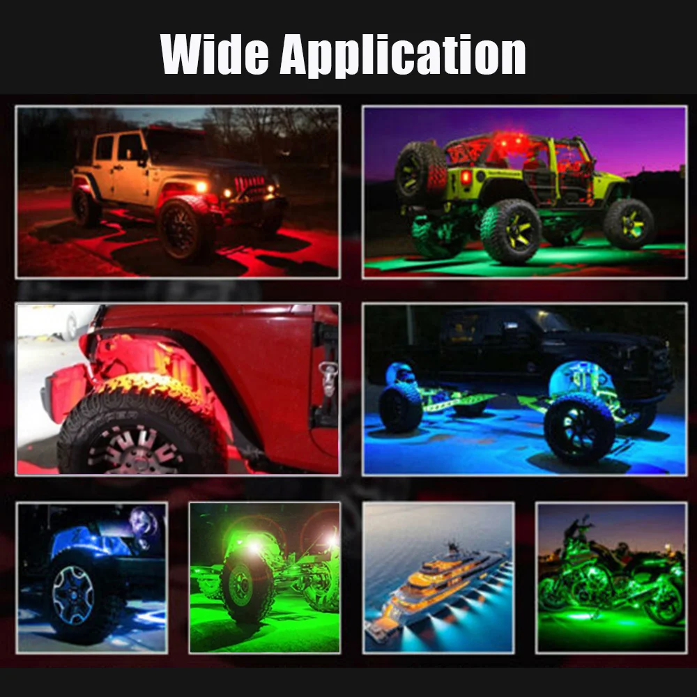 5 Colors Underbody Glow For Jeep Atv Suv Offroad Car Truck Yacht Trail Rig Lamp 1 Pair LED Rock Lights Waterproof Led Neon Light