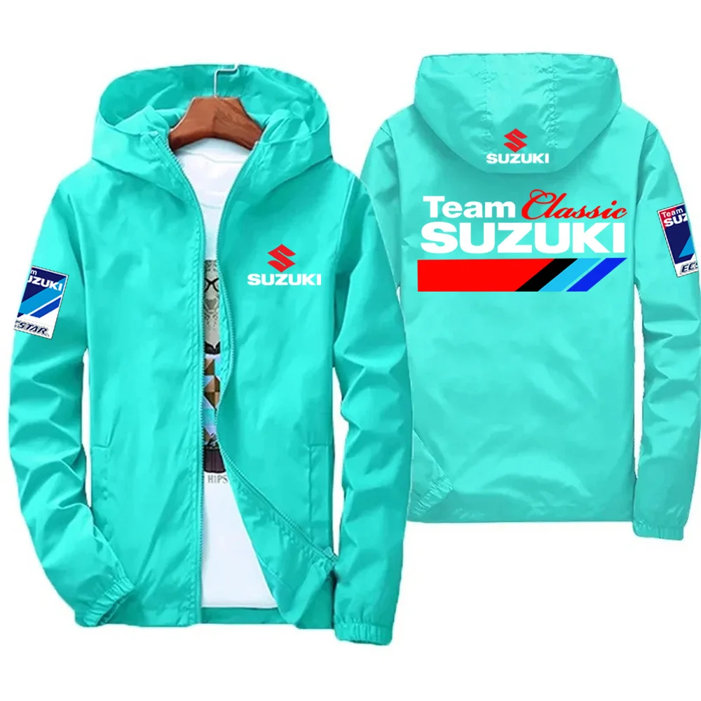 Suzuki Men's and Women's Windproof Jackets, Fashionable Casual Hooded Jackets, Cycling and Racing Outdoor Sportswear