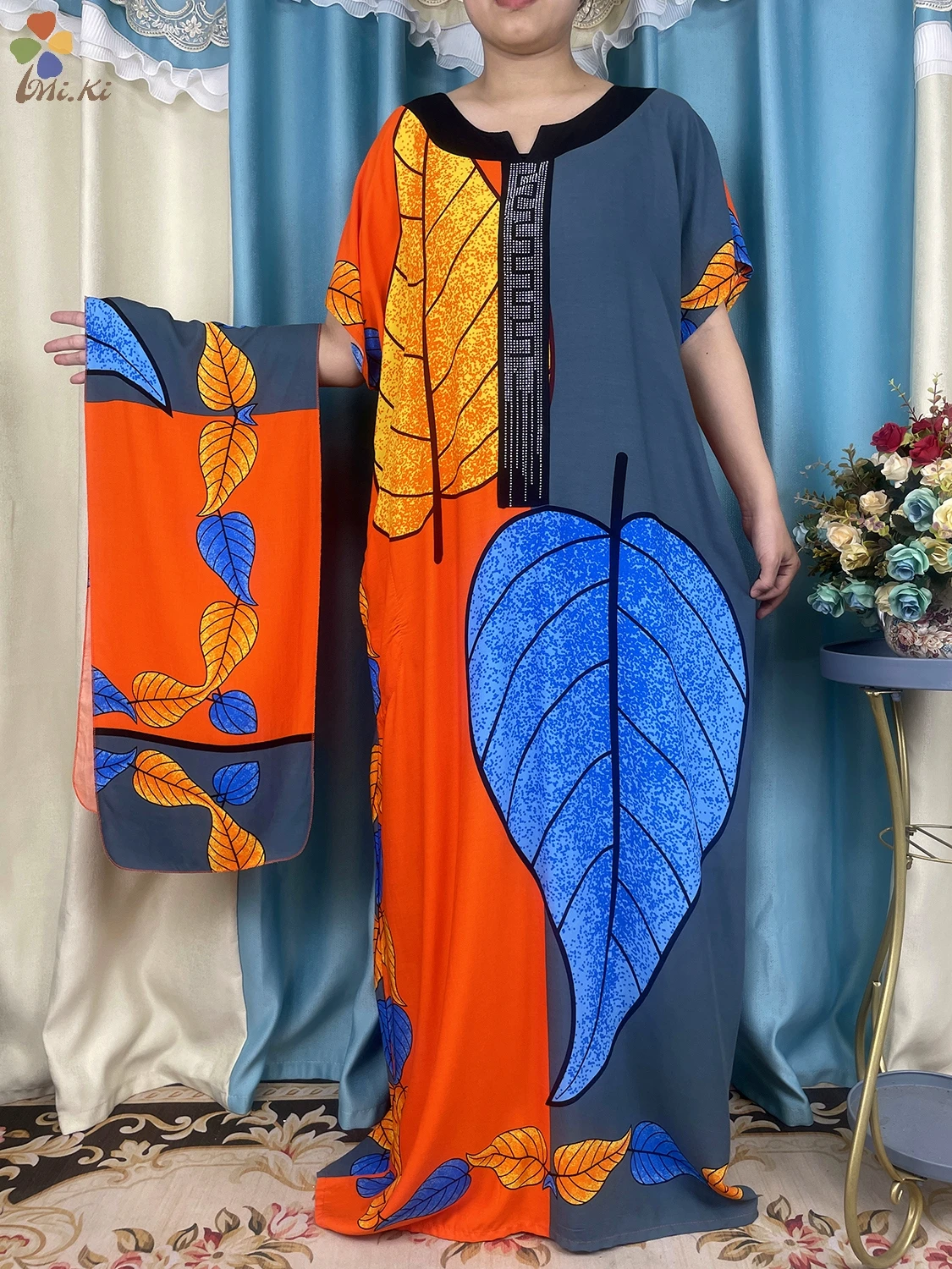 Abaya Dashiki de manga corta para mujer africana, ropa musulmana larga de algodón, elegante, informal, suelta, 2024