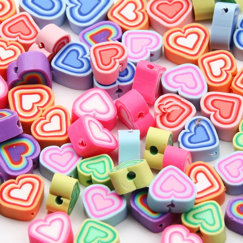 20/50/100pcs Mixed Love Heart Clay Spacer Beads Polymer Clay Beads For Jewelry Making Diy Bracelet Necklace Handmade Accessories