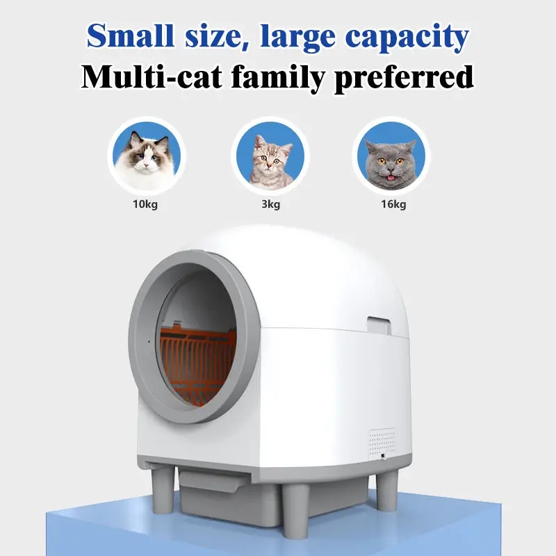 80L Large Self-Cleaning Cat Litter Box Low Noise App Wifi Control Intelligent Electric Automatic Cat Toilet Smart Cat Litter Box