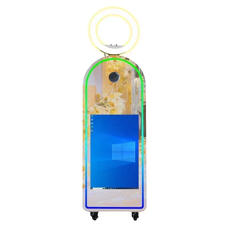 Movable Interactive Touch Screen Digital Camera Selfie DSLR Magic Mirror Photo Booth for Wedding Party Events
