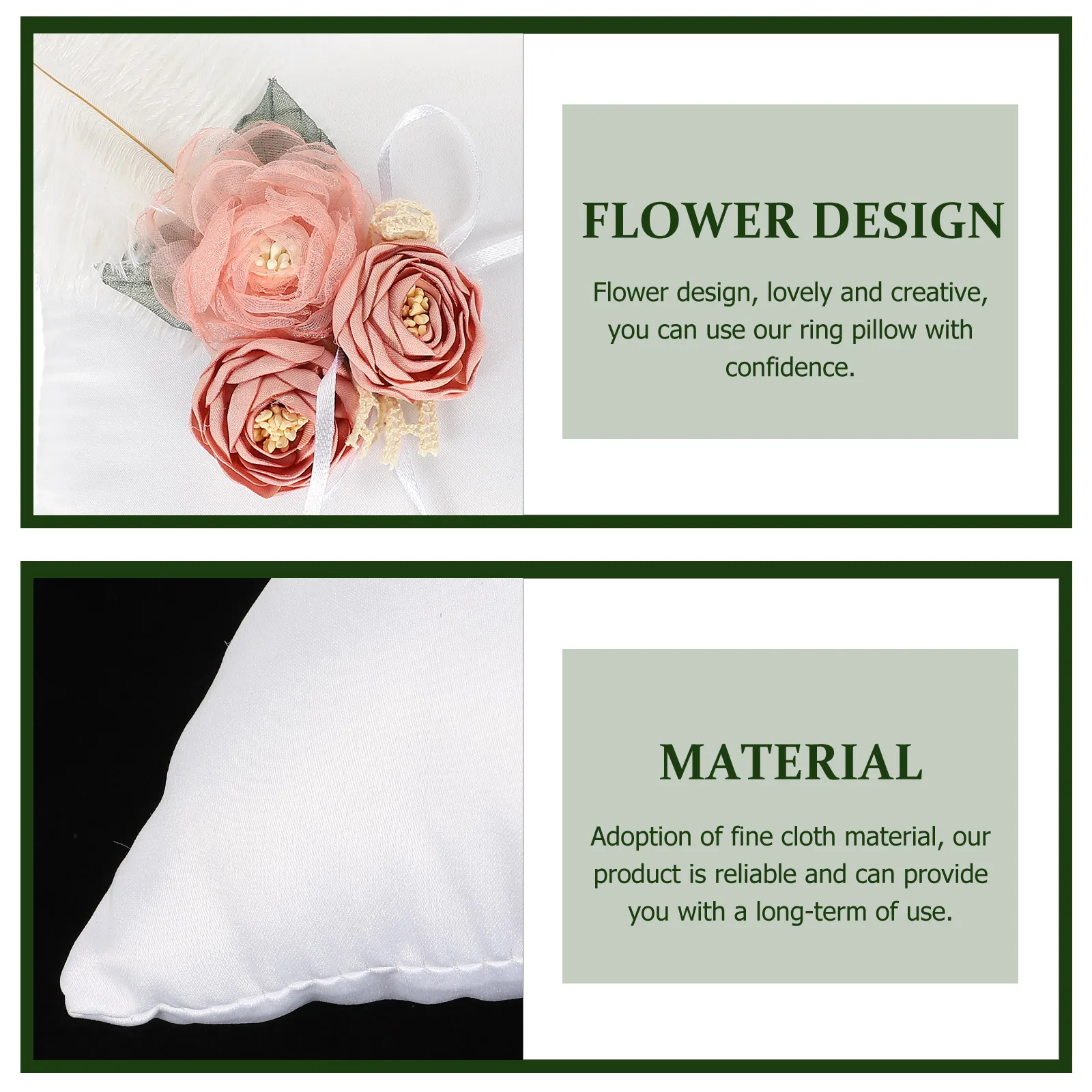 

Elegant Flower Ring Pillow Wedding Ring Cushion Decor Reusable White Female Gift Engagement Holder Compact Size For Party