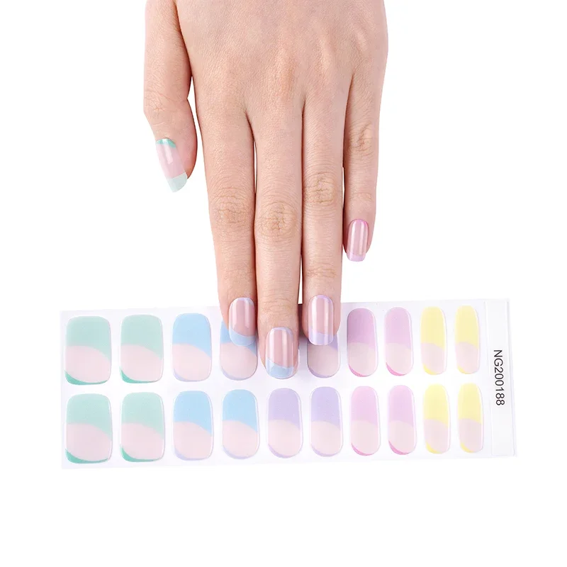 Autocollant à ongles en gel semi-durci transparent, lampe UV nécessaire, utilisation complète de haute qualité, patch à ongles en gel 100%, presse de manucure, N64.Decal