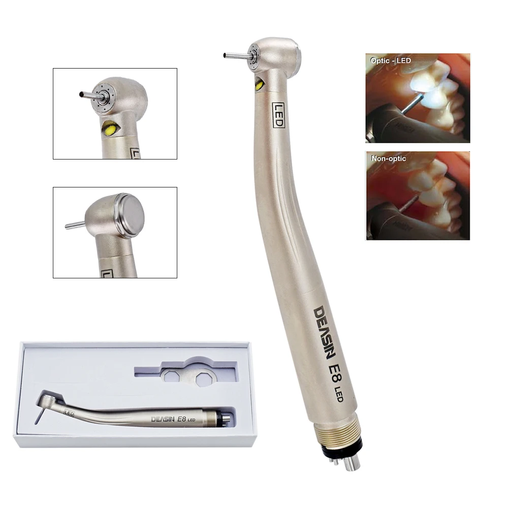 

DEASIN Dental E8 Led Air Turbine High Speed Handpiece with closed Rotor Cartridge 2 holes/4 holes