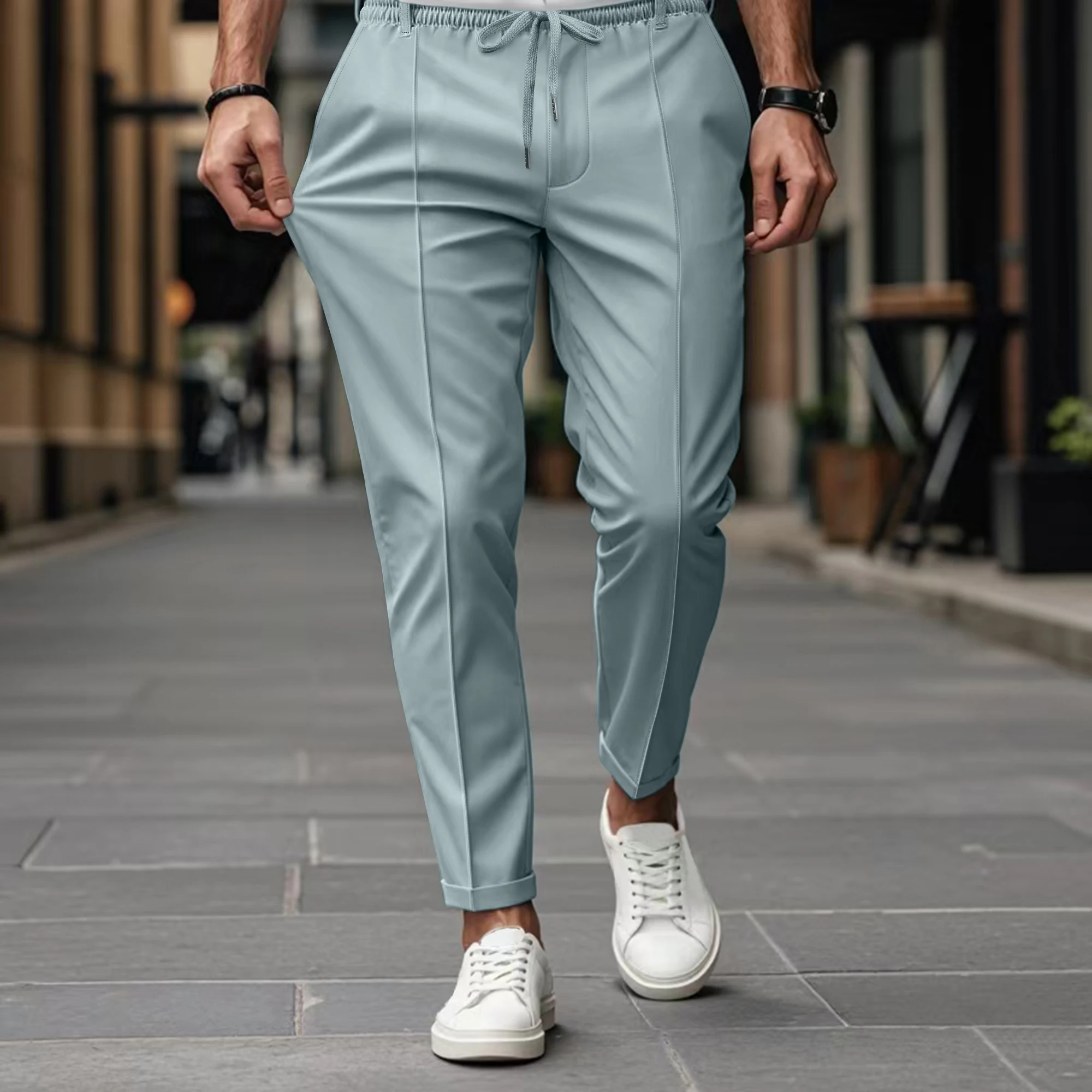 Men's Solid-Color High-Quality Straight-Leg Trousers The New Summer Style Is Fashionable And Comfortable Suitable For Daily Wear - Image 6
