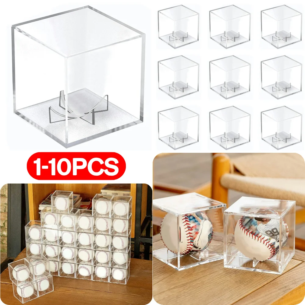 1-10PCS Baseball Display Case Acrylic Transparent Golf Baseball Storage Box Square UV Protection Perfit For Memorable Collection