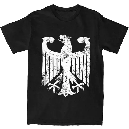 Imagen 1 del producto Camiseta con bandera de Alemania para hombre, Camisa de algodón puro con diseño de águila alemana Y2K, ropa de gran tamaño con cuello redondo Harajuku para verano