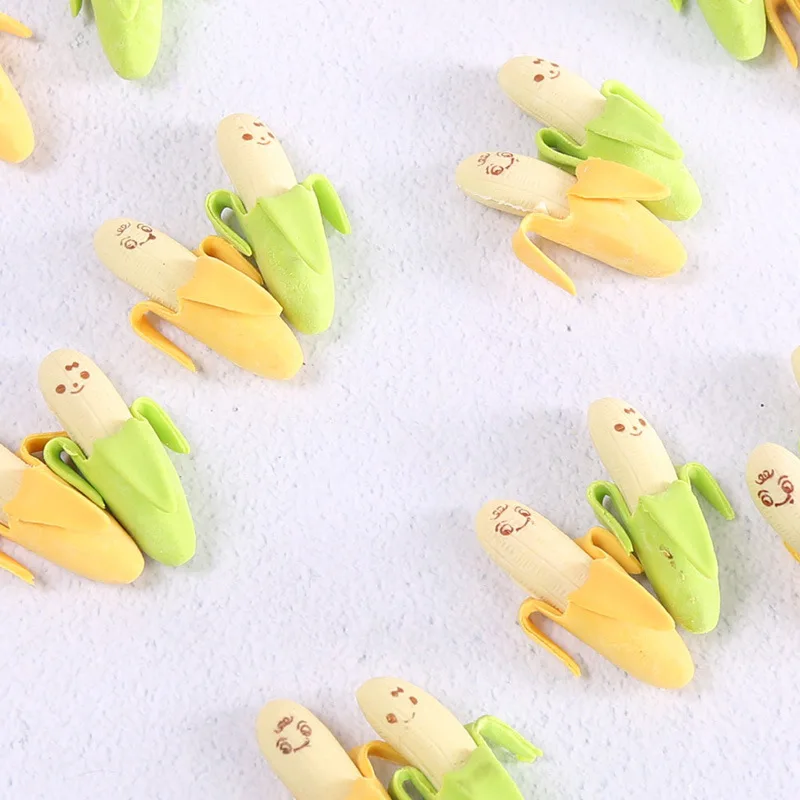 2PCS Lovely Cute Banana Fruit Style Rubber Pencil Eraser Students Stationery New School Supplies Kids Eraser