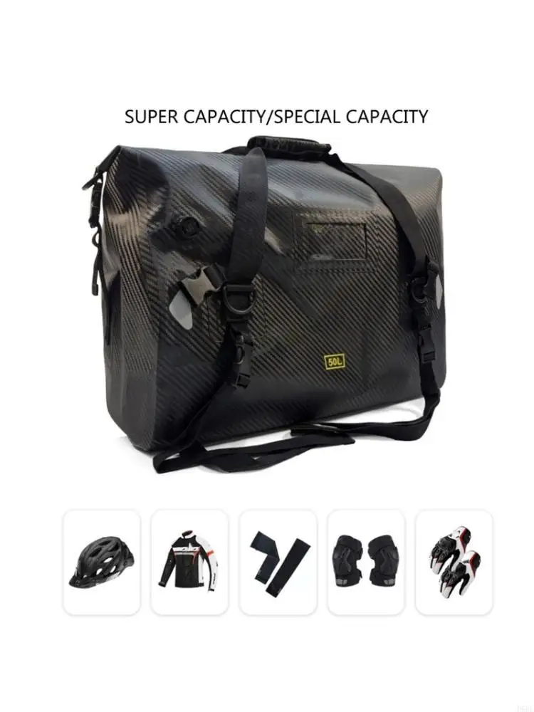

D5BE Large Capacity PVC Waterproof Motorcycle Tail Bag With Reflective Strips