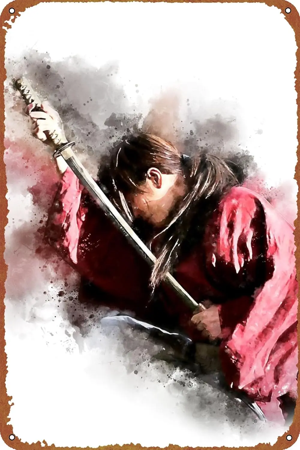 Póster de película RUROUNI KENSHIN, letrero de Metal de estaño, decoración de placa de pared Vintage, 8x12 pulgadas