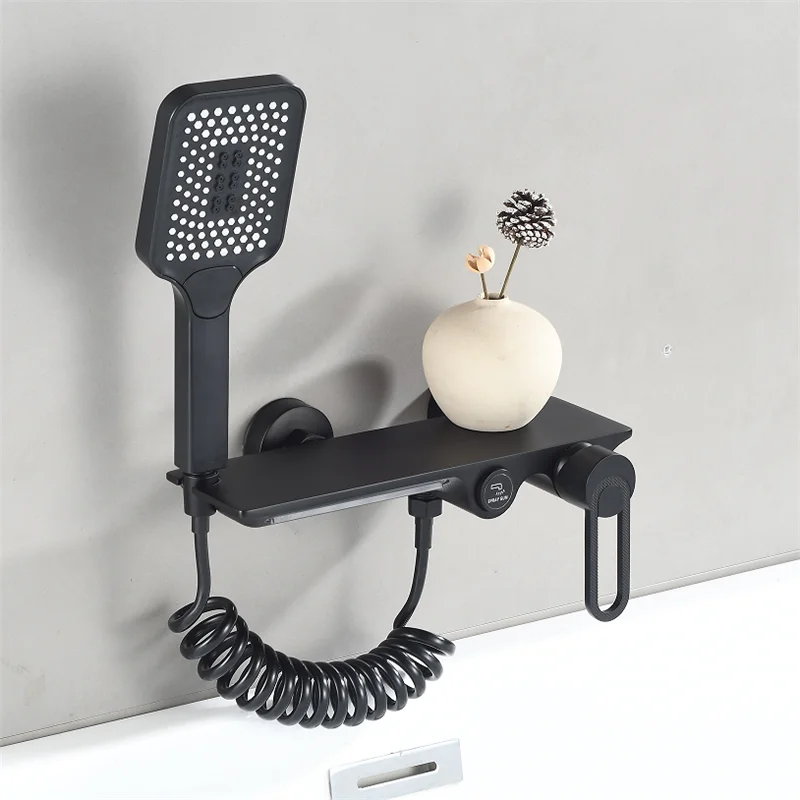 

Chrome Bathroom Foldable Shower Faucet set Brass Tuqiu Black Bathtub Set Hot Cold Gray Bathroom Faucet