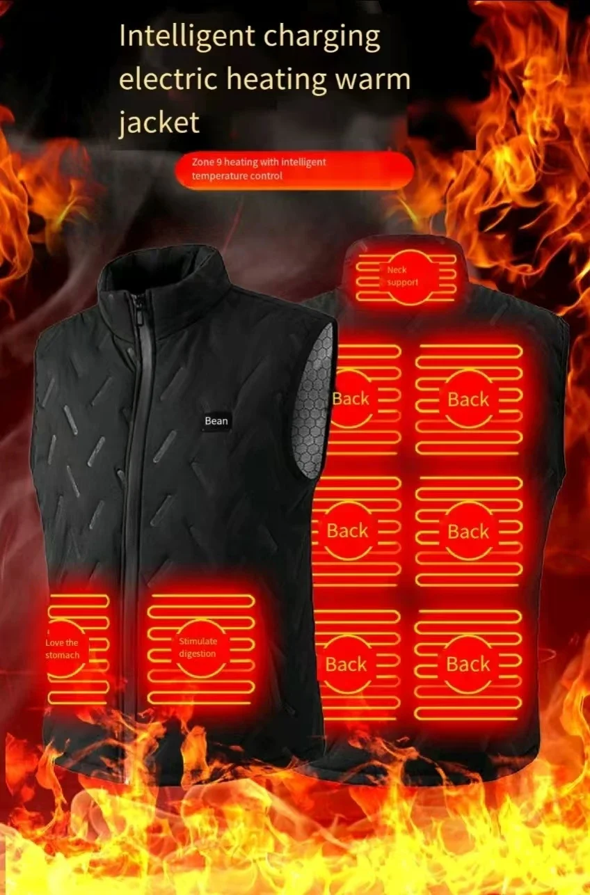 

Dual-Control 9-Zone Heating Vest Casual Vest Autumn and Winter Electric Heating Vest Same Style for Men and Women(No Power Bank)