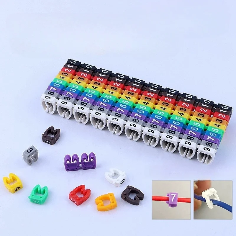 100/150pcs Cable Markers Colourful M-Type Marker Number Tag Label For 2-8mm Wire Network Cable Wire Marker Tag Label for Cat5
