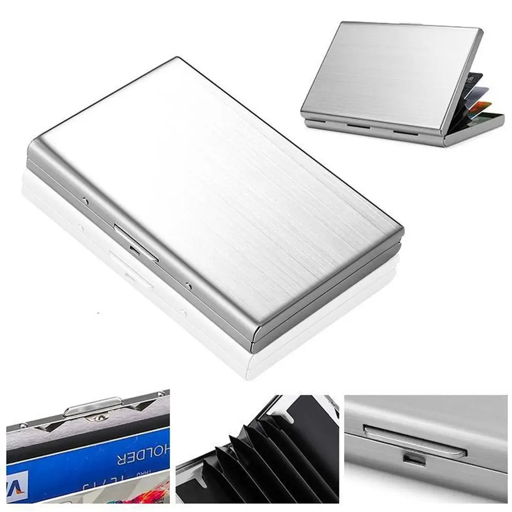 موضة 6/10 فتحات حامل بطاقة الائتمان الفولاذ المقاوم للصدأ مكافحة RFID حامل بطاقة الهوية سليم حافظة معدنية بورت كارت السفر