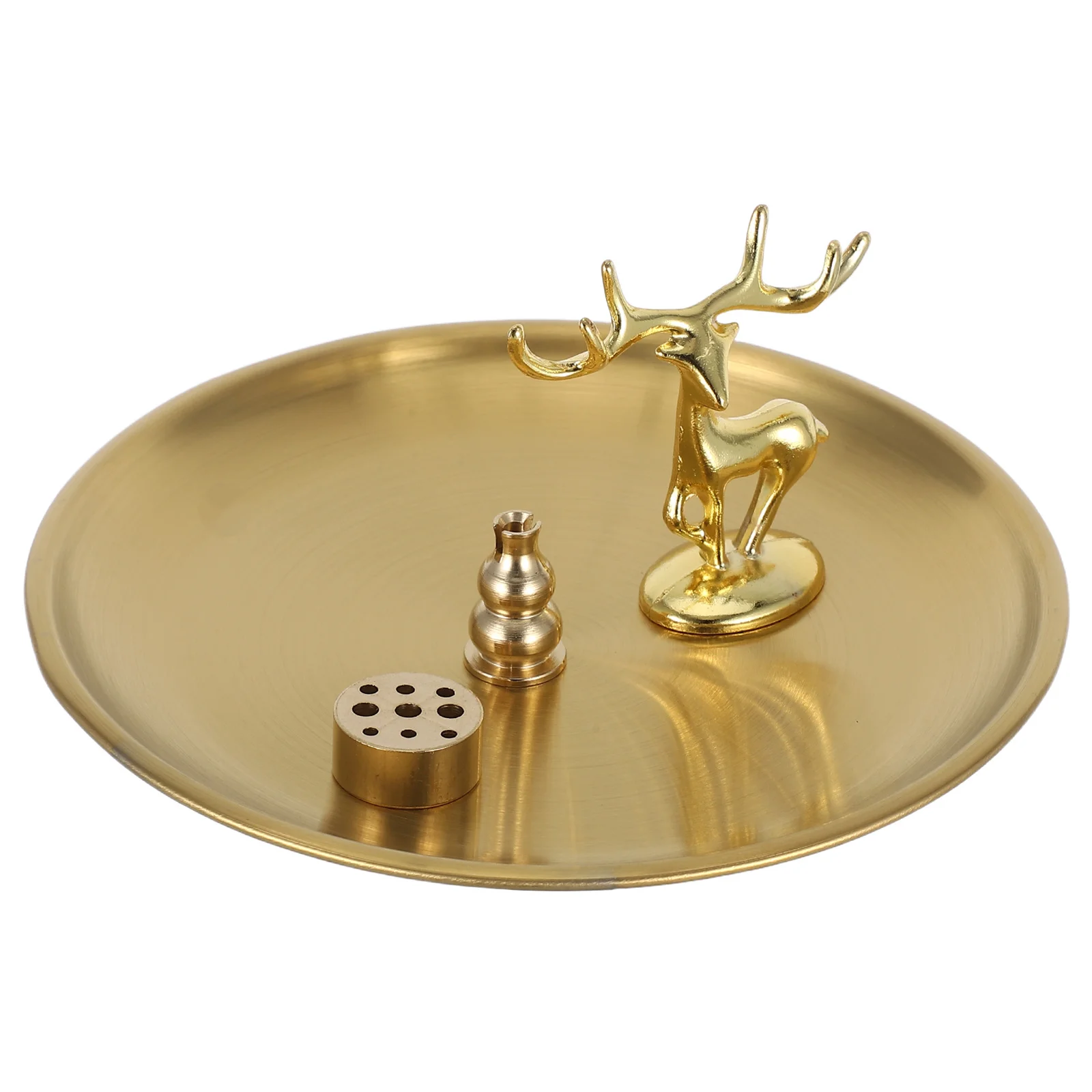 

1Set Chinese Incense Burner Elegant Gourd Shape 9 Holes Metal Tray for Bedroom Study Living Room Aesthetic Decor