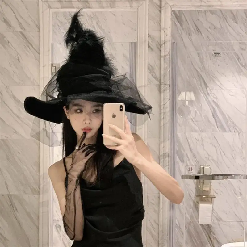 loween Witch Hat Par Decoration Adult Size Faionable Design Comic Sle Beanstalk Magic Woman Costume Accory