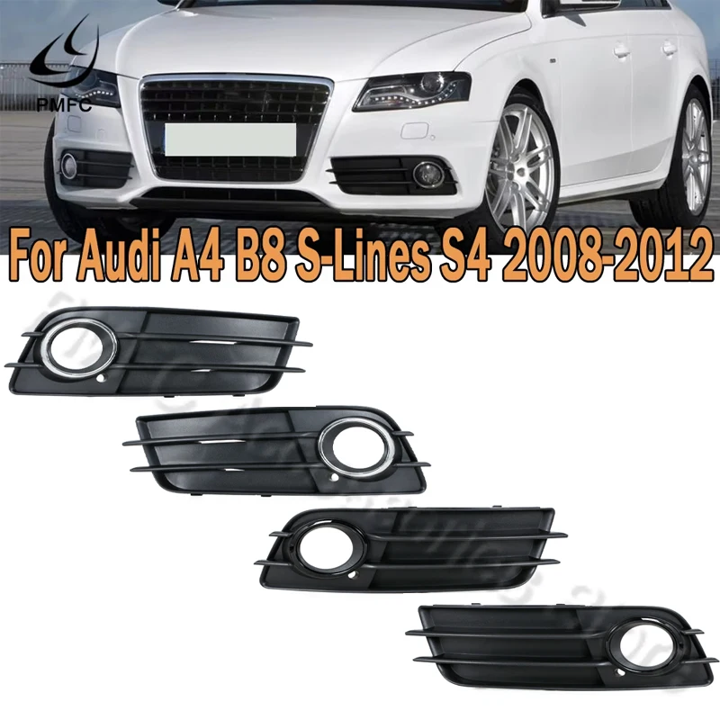 

Car Front Bumper Fog Light Grille Foglamp Cover Frame Bezel For Audi A4 B8 S-Line 2008 2009 2010 2011 2012 8K0807681C 8K0807682C