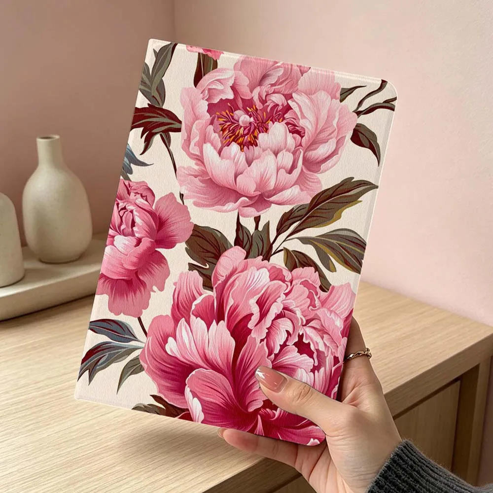 

Pink Peony Floral Pattern Soft For Xiaomi Redmi Mi Pad 8 7 6 5 4 2 SE K Pro Max Ultra Poco Pad Inch Tablet Case