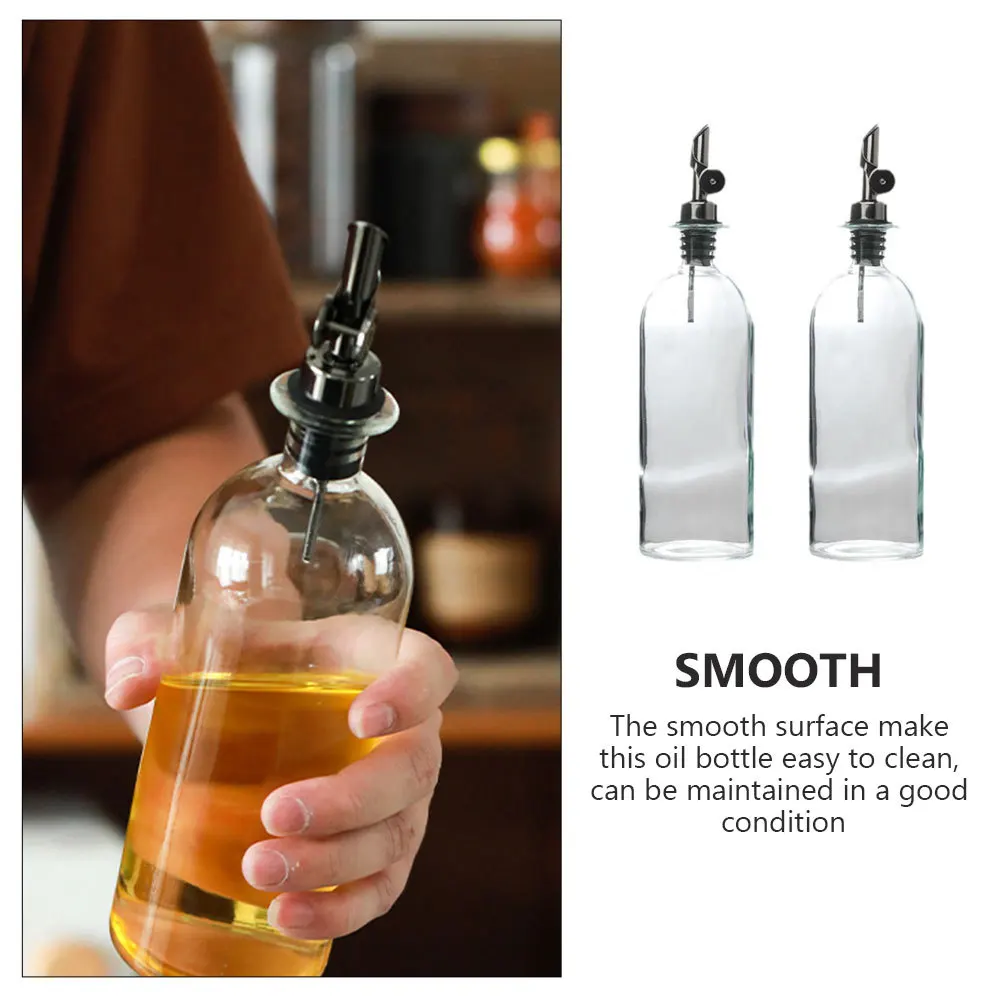 

2Pcs Glass Oil Dispenser Antidust Spout Kitchen Vinegar Jar Longlasting Transparent Container