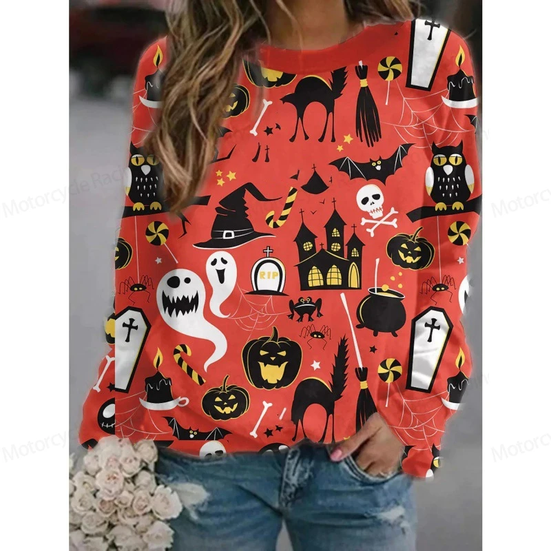 Horror Halloween 3d Print Hoodie Women Fashion O-neck Graphic Hoodies Women Sweats Animal Coat Girl Clothes Spooky Sweatshirt