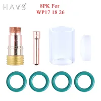 8pcs TIG Welding  #10 High Temperature Glass Cup Kit Torches WP17 18 26 Stubby Collets Body Gas Lens Sets