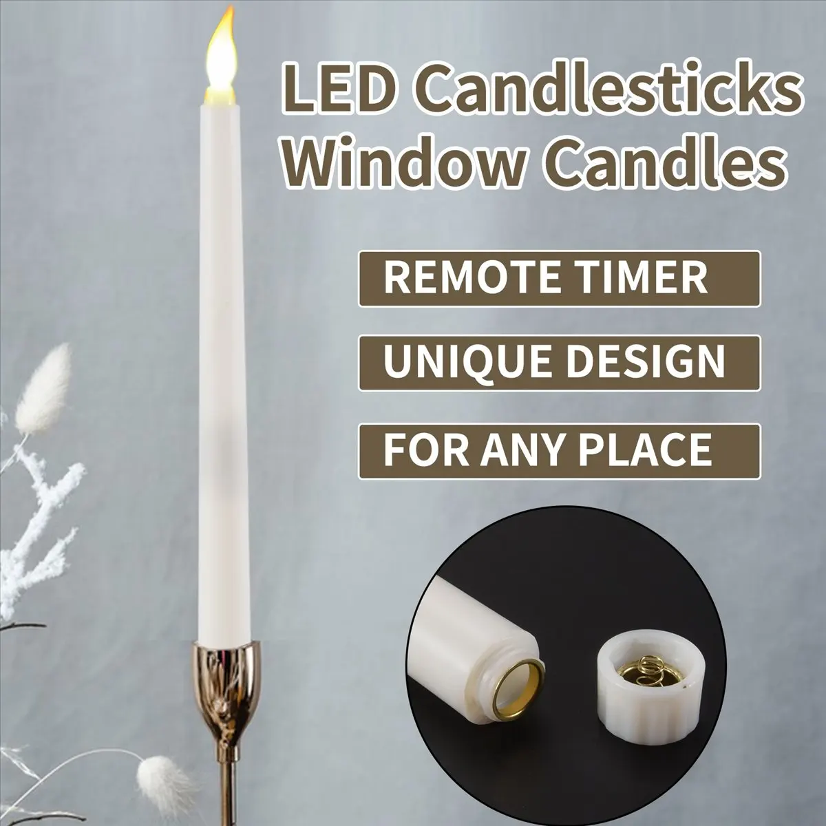 

BABQ 6Pcs Flameless Taper Candles Flickering with 10-Key Remote Timer, Battery Operated LED Candlesticks Window Candles