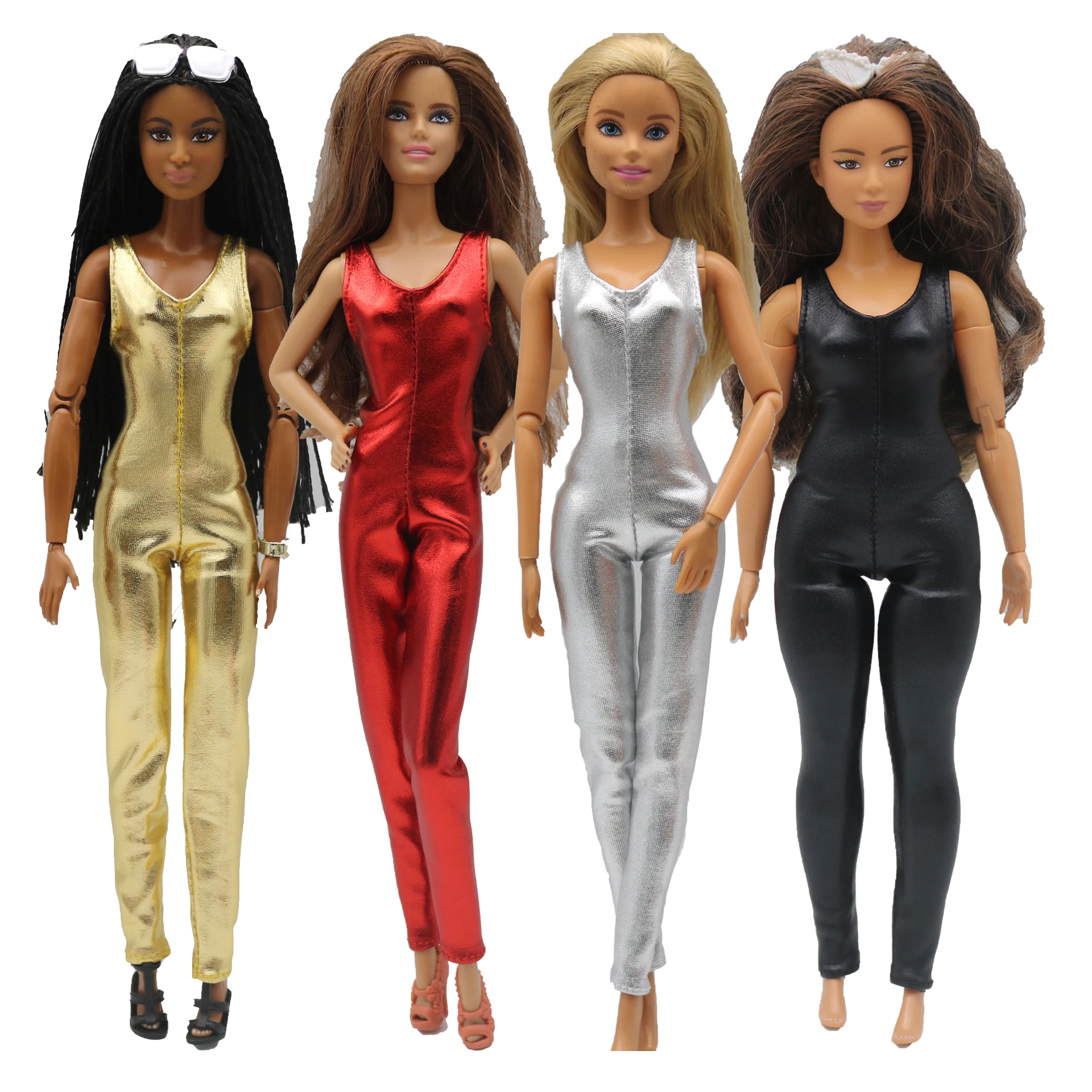 New 30cm 1/6 Doll Faux-leather skinny stretch-shine jumpsuit Daily Wear Accessories Clothes for Barbies doll