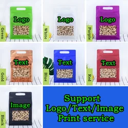 100PCS 3D Portable Plastic Window Ziplock Packaging Bag DIY Custom Logo Matcha Snack Spice Sugar Candy Coffee Storage Pouches