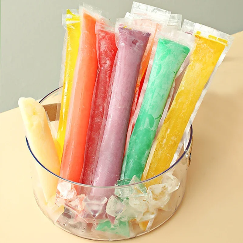 100/50Pcs Disposable Ice Pop Mold Bag Large Freeze Popsicle Sealed Bags DIY Juice Yogurt Smoothie Bag With Funnel Ice Cream Tool